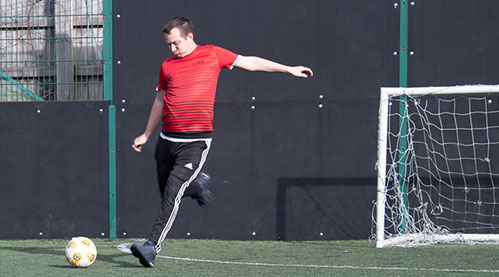 Playing football at Y Sifil